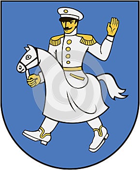 Coat of arms of GraÃÂ¾iÃÂ¡ÃÂiai old age. Lithuania photo